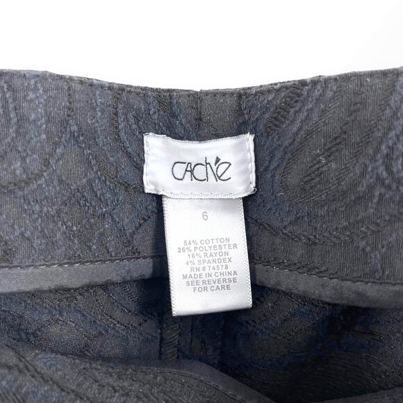 00s CACHE Vintage Black Geometric Print Pull On Pants - Picture 4 of 13